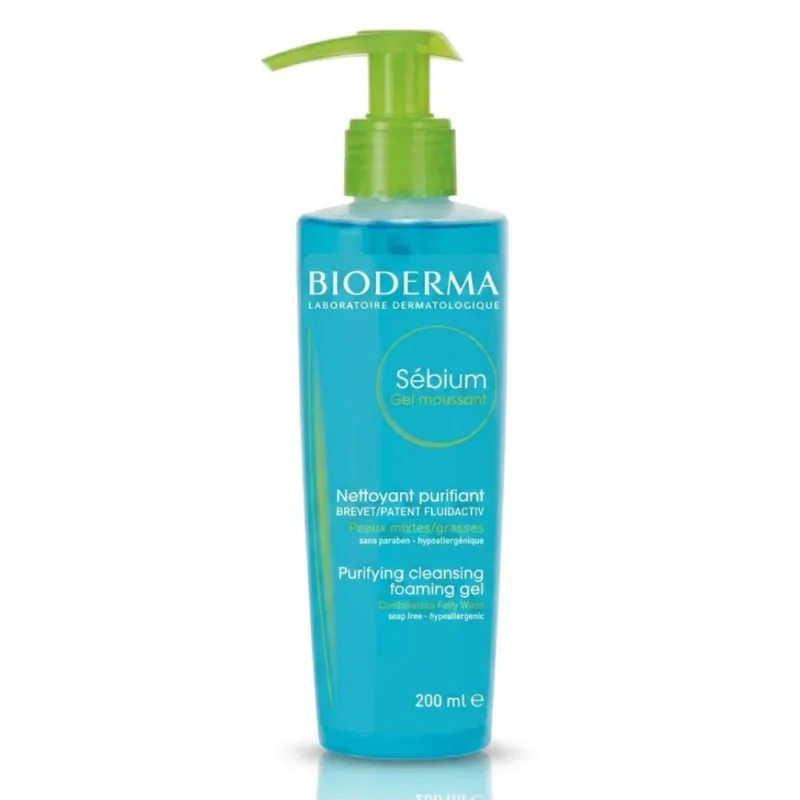 BIODERMA-Sebium-Gel-Moussant-Purifiant-POMPE-200ml._Bpharma tunisie