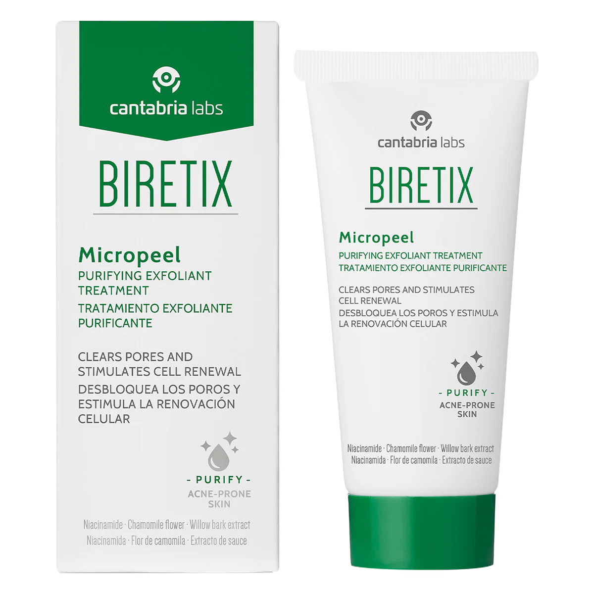 Biretix_Micropeel_Tube_Box.webp BIRETIX MICROPEEL SOIN EXFOLIANT PURIFIANT 50ML – Image 1