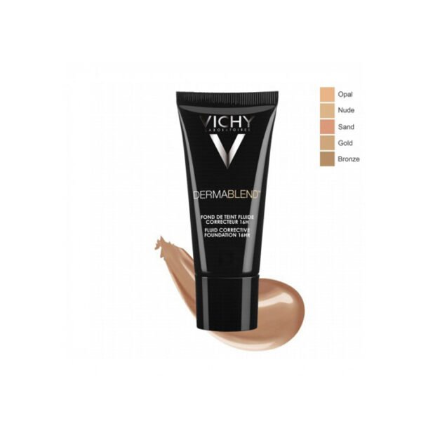 VICHY Dermablend Fond de Teint fluide correcteur 16h Teinte 35 Sand, 30ml