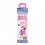 CHICCO BIBERON EN PLASTIQUE 330 ML 4 MOIS + ROSE