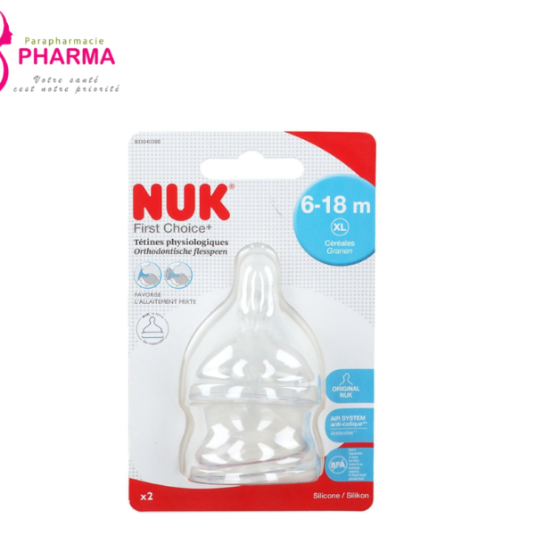 NUK FIRST CHOICE+ - LOT DE 2 TETINES TAILLE M 6-18MOIS