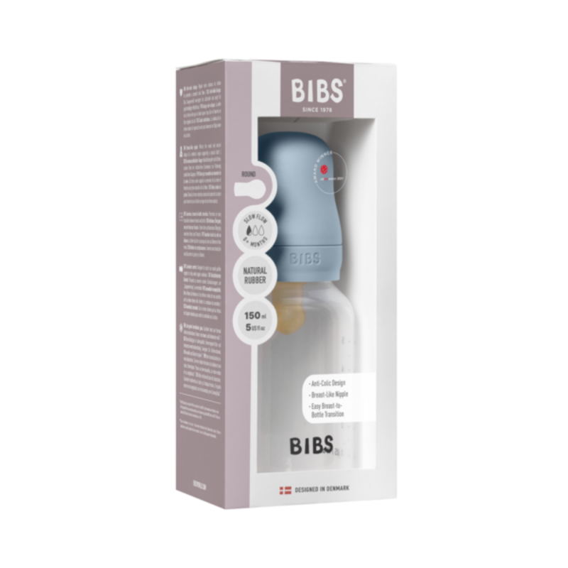 BIBS Biberon Bottle Latex Baby Blue 150 ml BIBS Biberon Latex Slow Flow Baby Blue 0M+ 150ML