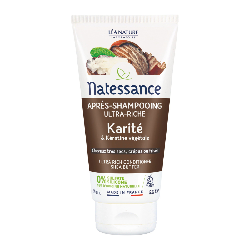 Après-shampooing Natessance Karité nourrissant pour cheveux secs et abîmés