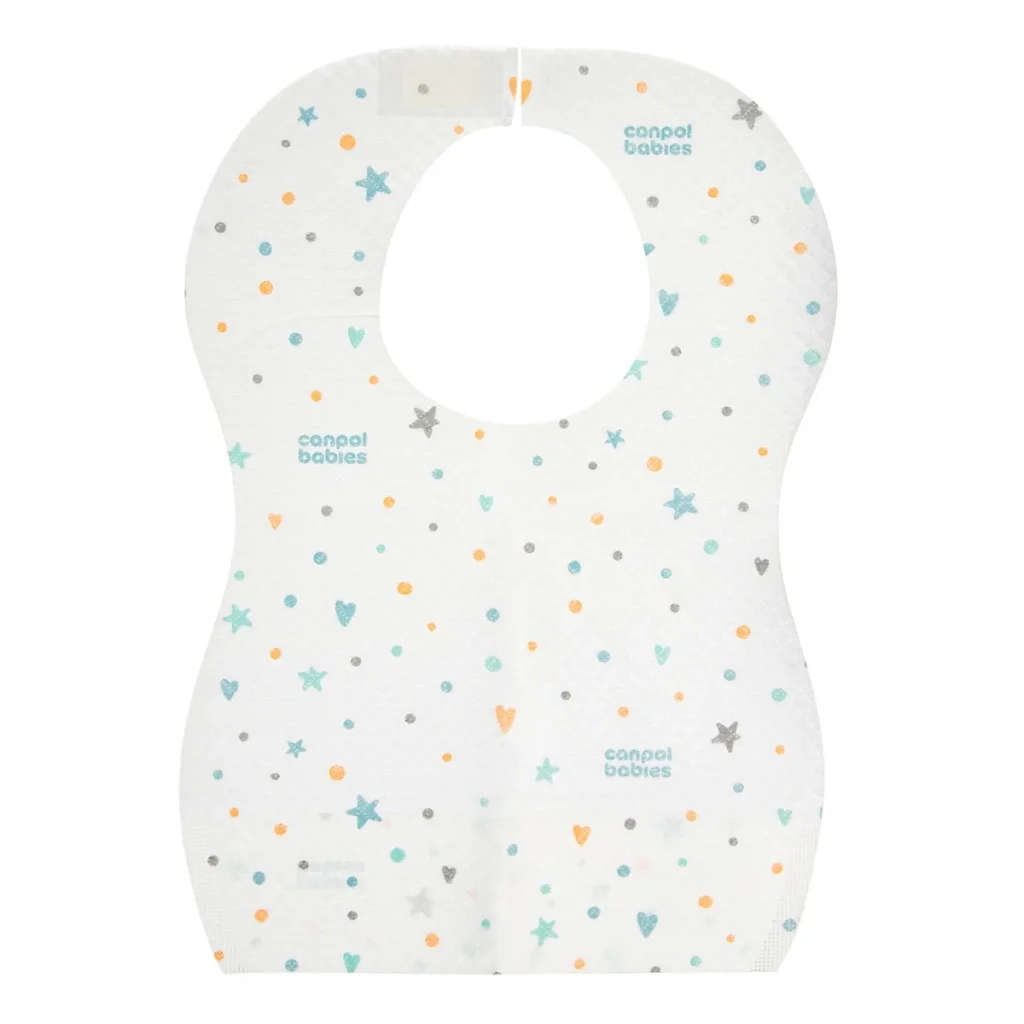 BAVOIR IMPERMÉABLE JETABLE AVEC POCHE 10P-1/800 BAVOIR IMPERMÉABLE JETABLE AVEC POCHE 10P-1/800 : protection et praticité au quotidien Le BAVOIR IMPERMÉABLE JETABLE AVEC POCHE 10P-1/800 est conçu pour protéger les vêtements de bébé pendant les repas. Grâce à sa matière imperméable, il empêche les liquides et les aliments de traverser le tissu. Ainsi, il garantit une hygiène optimale et limite les tâches sur les vêtements. De plus, le BAVOIR IMPERMÉABLE JETABLE AVEC POCHE 10P-1/800 dispose d’une poche de récupération pratique. Celle-ci permet de retenir les miettes et les petits morceaux d’aliments. Par conséquent, le nettoyage après repas devient plus simple et plus rapide. Son format jetable offre un gain de temps important pour les parents. En outre, il est idéal pour les sorties, les voyages ou les repas à l’extérieur. Pourquoi choisir le bavoir imperméable jetable avec poche ? Protection efficace contre les salissures Ce bavoir protège les vêtements de bébé contre les taches et les liquides. Ainsi, il aide à garder bébé propre pendant les repas. Poche de récupération pratique La poche intégrée permet de récupérer les aliments tombés. De plus, elle réduit le désordre pendant les repas. Format jetable pratique Grâce à son usage unique, il évite le lavage et facilite la vie des parents. En effet, il est parfait pour une utilisation rapide et hygiénique. Avantages supplémentaires En outre, ce bavoir est léger, facile à transporter et idéal pour les déplacements. Il constitue une solution pratique pour les repas en toute situation.