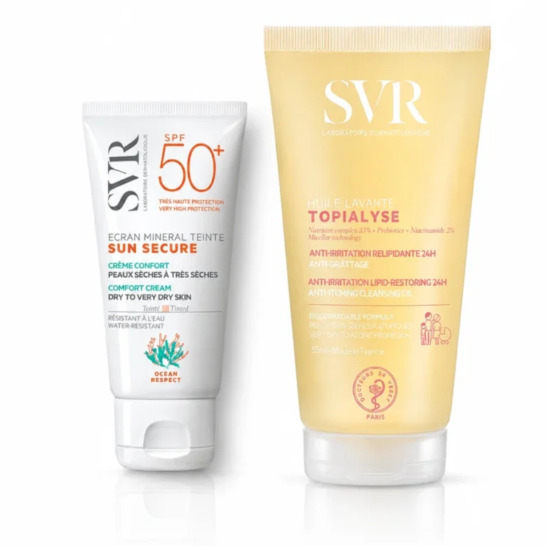 Pack-SVR-sun-secure-ecran-mineral-teinte-peaux-seches-a-tres-seches-spf50-50ml+HuileLavant_Bpharma tunisie